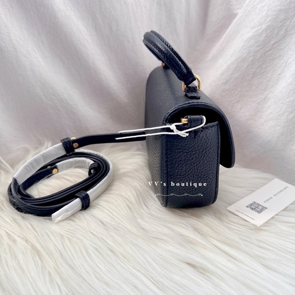 NWT Tory Burch Britten Mini Top Handle Crossbody Black Gold 149645 - Picture 6 of 8